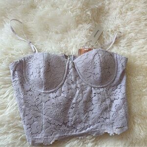 Francesca's Collections Lavender Bustier Top Lilliana Lace Corset